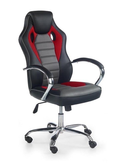 Кресло для кабинета HALMAR SCROLL (черно-красно-серый)