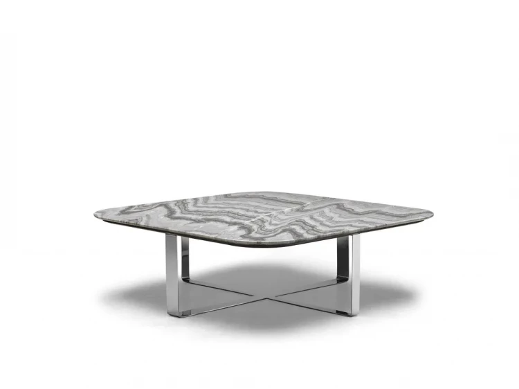 Журнальный столик Hamptons отделка мрамор Ash gray, цвет металла полированная сталь FB.ET.HS.7