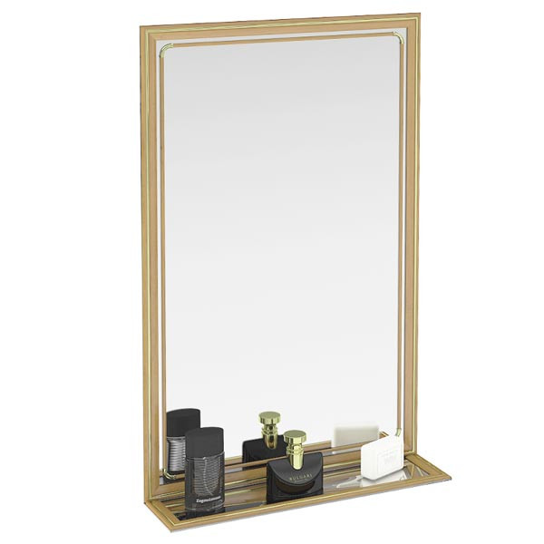 Зеркало 121П орех, ШхВ 50х80 см., с полкой, зеркала для офиса, прихожих и ванных комнат