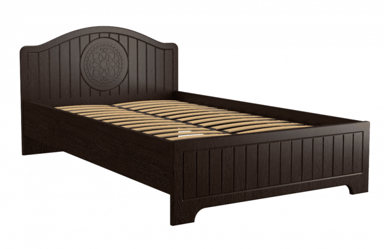 Кровать Монблан МБ-601, 1200х2000 с ламелями + 5 опор мдф мат Венге/орех шоколадный