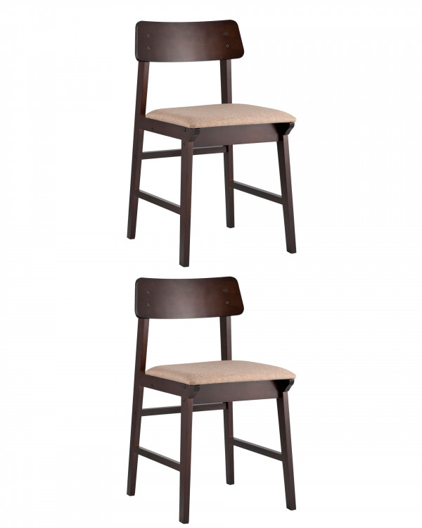 Комплект из двух стульев Stool Group ODEN мягкая тканевая коричневая обивка, деревянный каркас из массива гевеи
