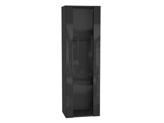 Шкаф навесной со стеклом ТИП-21 POINT (НКМ) мдф Чёрный/Черный глянец