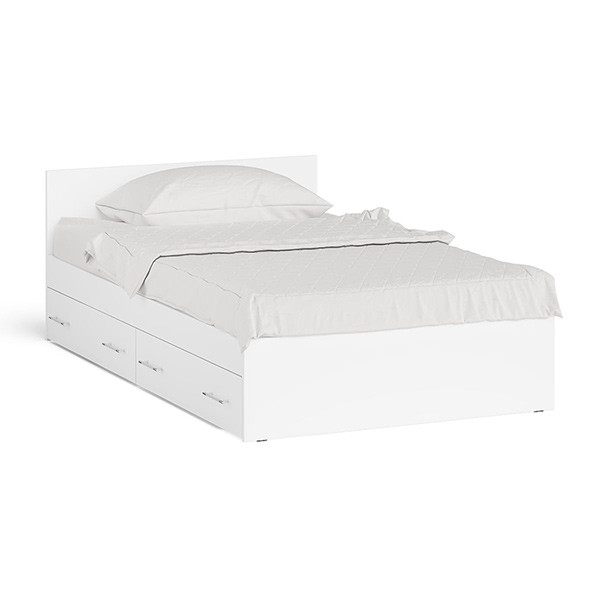 Мори Кровать с ящиками 1200, цвет белый, ШхГхВ 123,5х203,5х70 см., сп.м. 1200х2000 мм., без матраса, основание есть