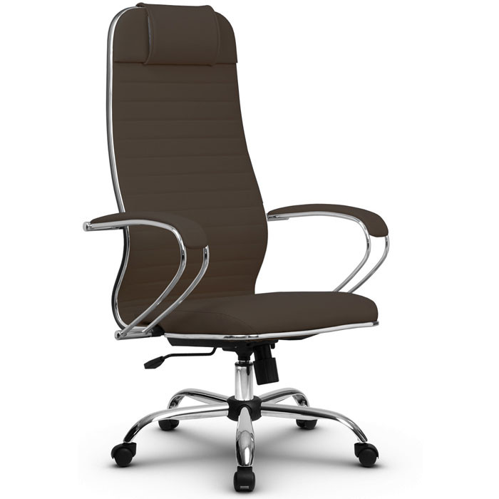 Кресло для руководителя Метта B 1m 17K1/K131 (Комплект 17) светло-коричневый, экокожа MPRU, крестовина хром