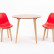 Стол Монте К 100 натур со стульями Сашш натур красный