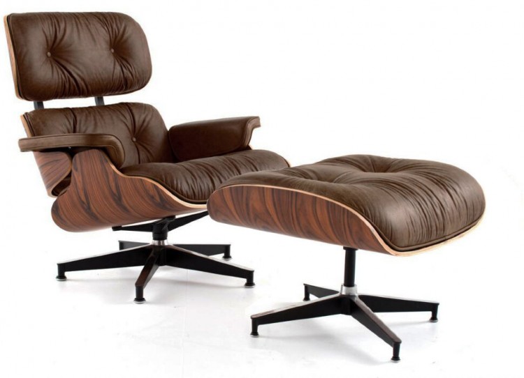Кресло Eames Lounge Chair & Ottoman Premium состаренная кожа