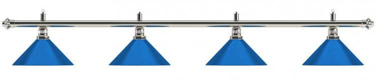 Лампа на четыре плафона "Blue Light" (серебристая штанга, синий плафон D35см)