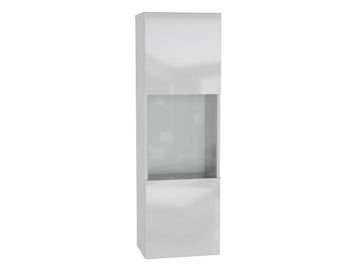 Шкаф навесной со стеклом ТИП-22 POINT (НКМ) мдф Белый/Белый глянец