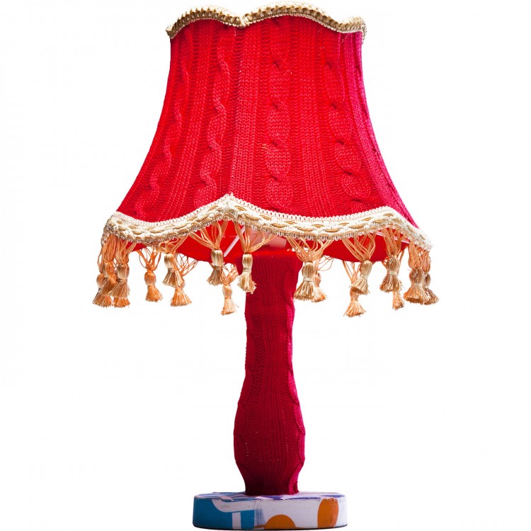 Лампа настольная Knitted, коллекция "Вязаный" 31*46*31, Сталь, Полиэстер, Хлопок, Шерсть, Красный