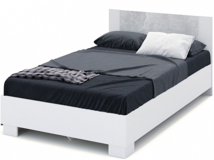 Кровать «Аврора» 120*200 (основание ЛДСП), Белый/Ателье светлый