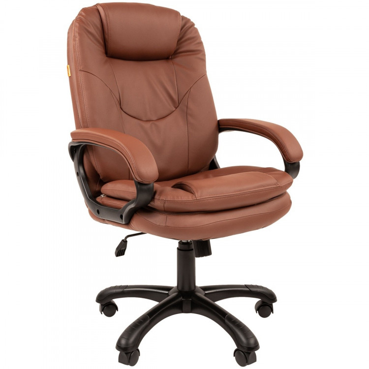 Офисное кресло Chairman 668 Россия экопремиум коричневый (черный пластик)