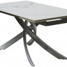 Стол ESTEBIO 160 GLOSS STATUARIO WHITE SOLID CERAMIC / Серый металлик, ®DISAUR