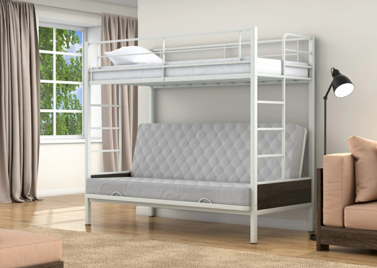 Двухъярусная кровать-диван Дакар 1 Белый (вставки венге)