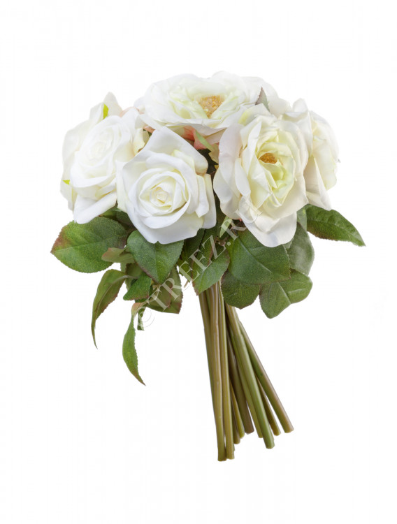 Розы (связка) бело-зелёные с розовой рубашкой 30.0312024