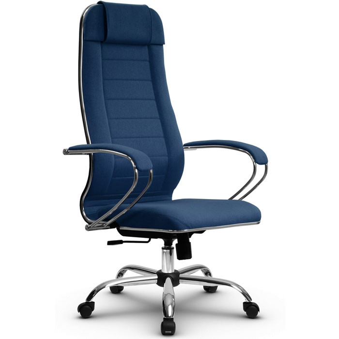 Кресло для руководителя Метта B 1m 32P/K127 (Комплект 29) Pilot синий, ткань Bahama, крестовина хром