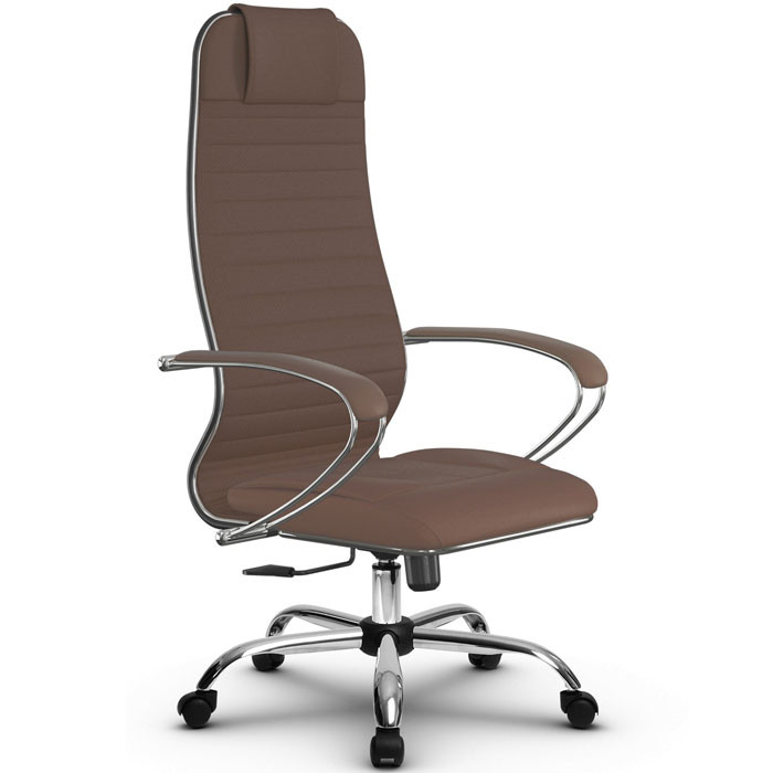 Кресло для руководителя Метта B 1m 6K1/K116 (Комплект 6) светло-коричневый, MPES, крестовина хром