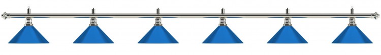 Лампа на шесть плафонов "Blue Light" (серебристая штанга, синий плафон D35см)