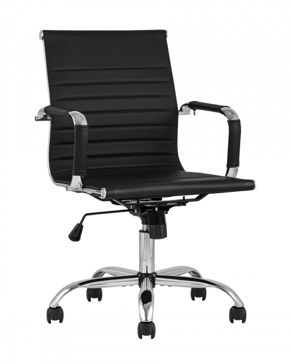 Компьютерное кресло Stool Group TopChairs City S офисное черное в обивке из экокожи, механизм регулирования по высоте и качания