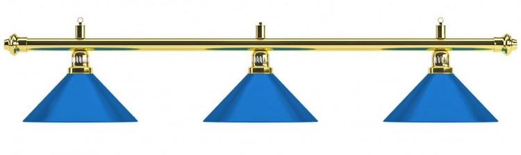 Лампа на три плафона "Blue Light" (золотистая штанга, синий плафон D35см)