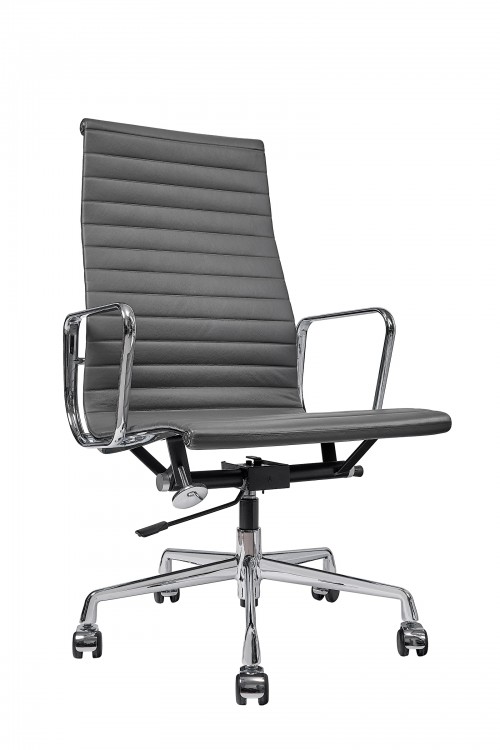 Кресло Eames HB Ribbed Office Chair EA 119 кожа графит