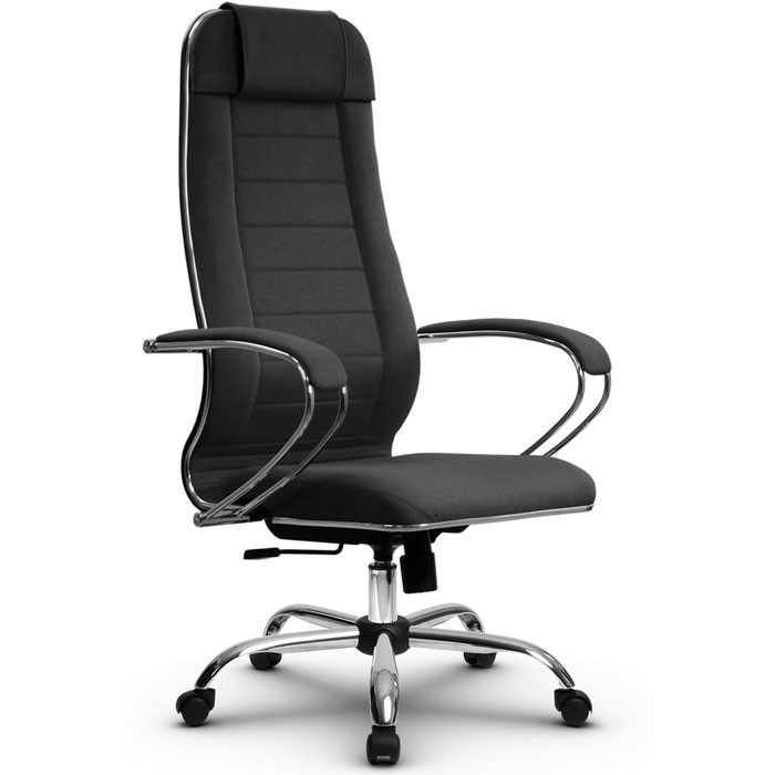 Кресло для руководителя Метта B 1m 32P/K127 (Комплект 29) Pilot темно-серый, ткань Bahama, крестовина хром