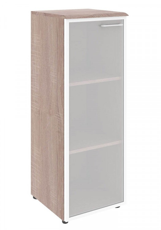 Шкаф колонка с стеклянной дверью в алюминиевой раме (L) и топом WMC 42.7(L) Дуб Сонома 432х432х1184