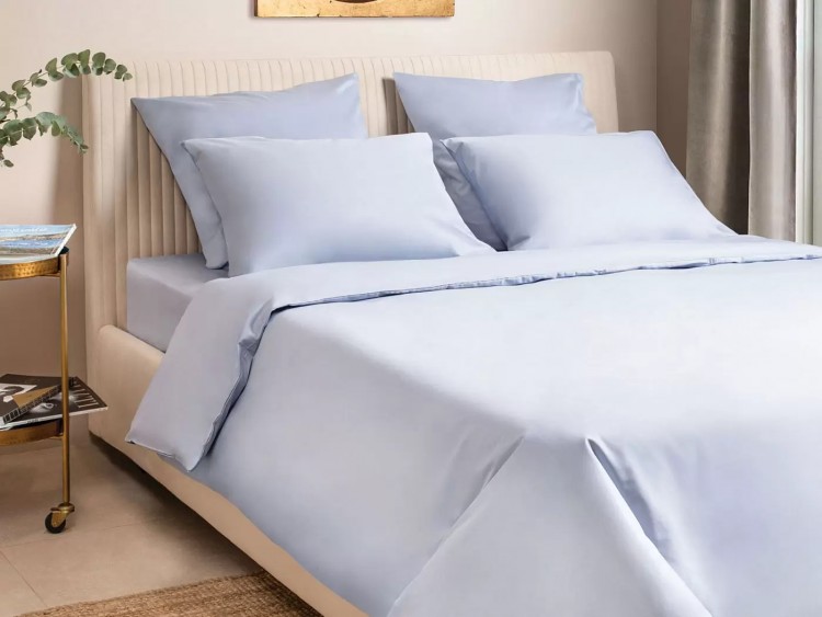 Комплект постельного белья ПМ: Ecotex КПБ Моноспейс сатин серо-голубой