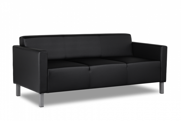 Трехместный диван Евро 1730х770 h700 Искусственная кожа P2 euroline  9100 (черный)