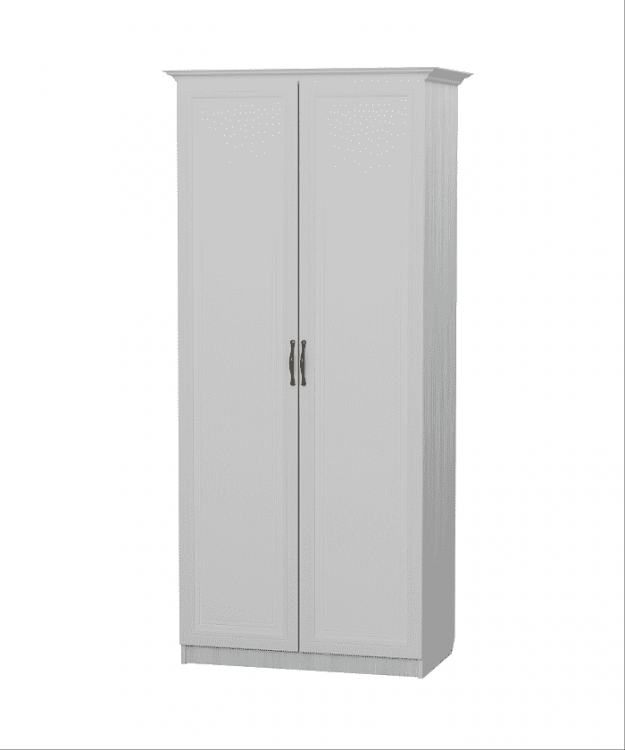 Шкаф Визит-4, для одежды 2-х двер 900 мдф мат + профиль рамочный Холст белый + Белое дерево + Рамух