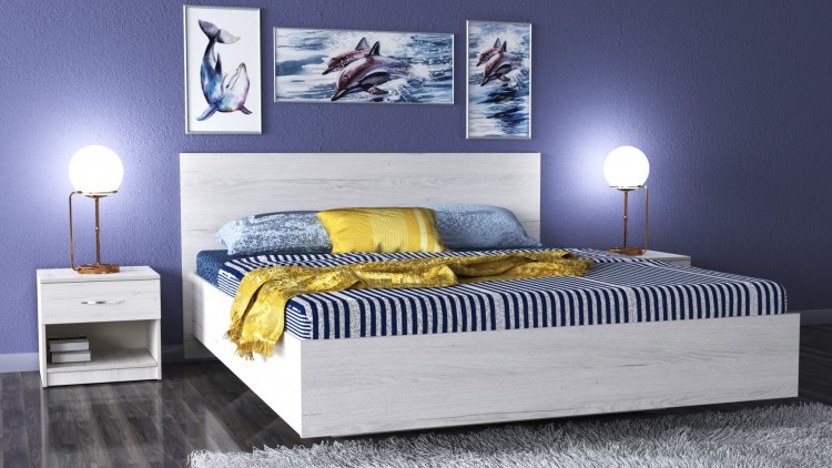 Кровать Милана, 1200х2000 (основание IKEA) лдсп Дуб эльза