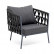 Кресло плетеное "Диего" из роупа, каркас алюминиевый серый, роуп темно-серый, ткань темно-серая
