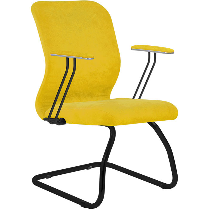 Кресло для посетителя Метта SU-Mr-4/подл.079/осн.008 желтый, велюр, полозья