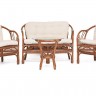КОМПЛЕКТ &quot; NEW BOGOTA &quot; ( диван + 2 кресла + стол со стеклом ) /с подушками/ ротанг, кр:61х67х78,5см, дв:108х66х78,5см, ст:D60х56,5см, coco brown (коричневый кокос)