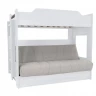 Двухъярусная кровать с диван-кроватью жаккард светло-серый / белый