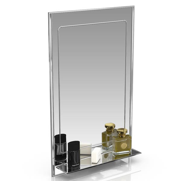Зеркало 124Д серебро куб серебро, ШхВ 50х80 см., зеркало для ванной комнаты, с полкой