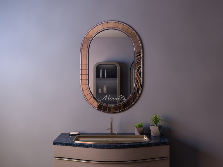 Капсульное зеркало в раме из мозаики Alora