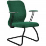 Кресло для посетителя Метта SU-Mr-4/подл.079/осн.008 зеленый, велюр, полозья