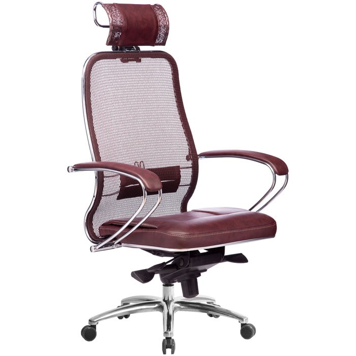 Кресло для руководителя Samurai SL-2.04 темно-бордовый, сетчатая спинка