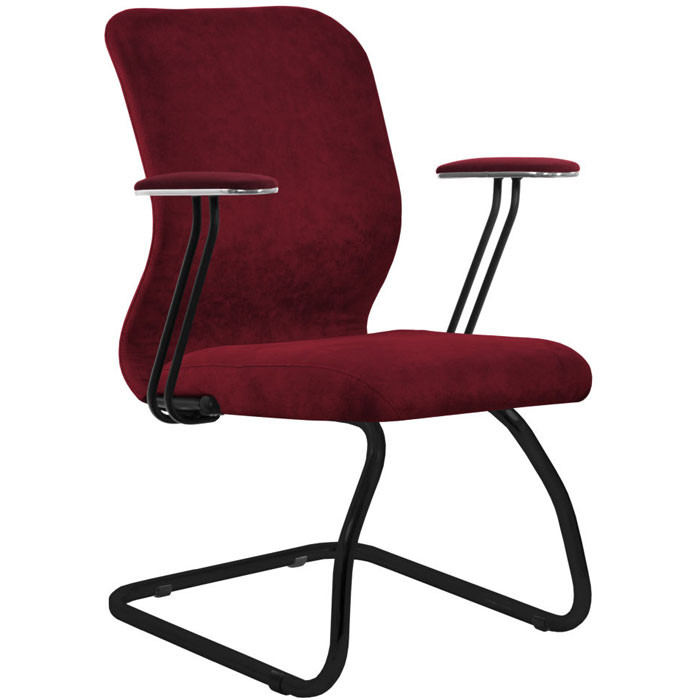 Кресло для посетителя Метта SU-Mr-4/подл.079/осн.008 красный, велюр, полозья