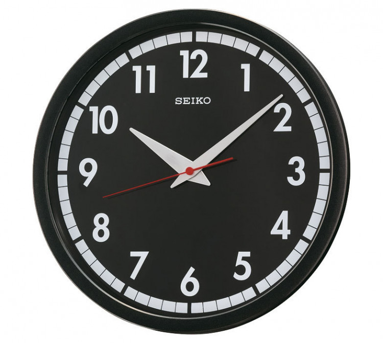 Настенные черные часы SEIKO QXA476KN (склад)