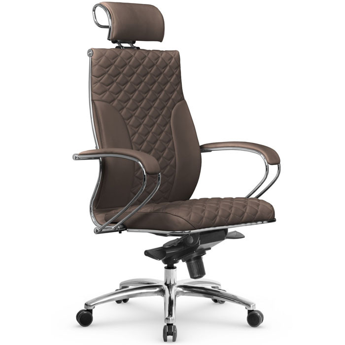 Кресло для руководителя Метта L 2c 44C/K116 светло-коричневый, MPES, мультиблок, крестовина алюминий