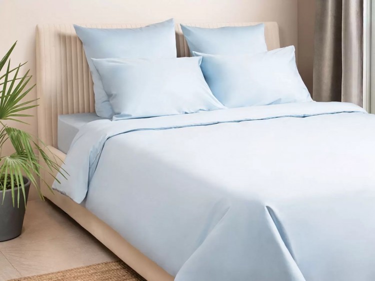 Комплект постельного белья ПМ: Ecotex КПБ Моноспейс сатин голубой