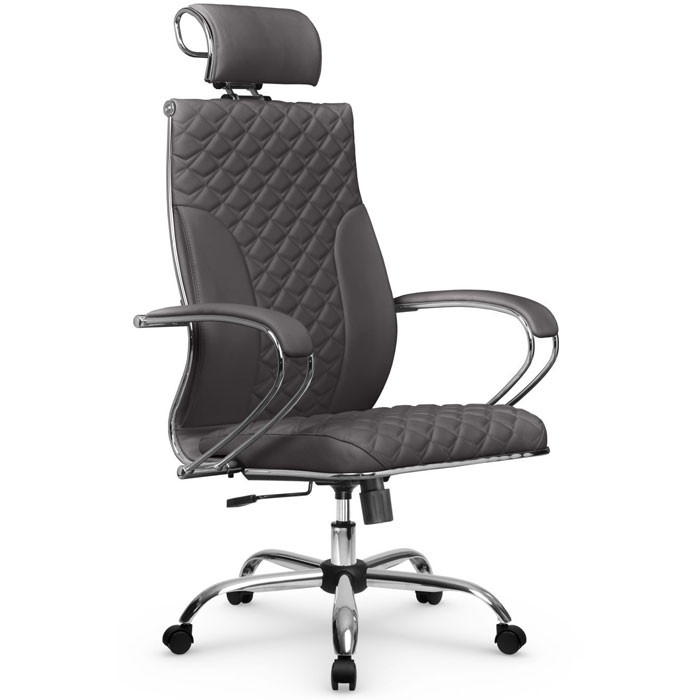 Кресло для руководителя Метта L 2c 44C/K116 серый, MPES, топ-ган, крестовина хром