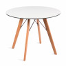 Стол «Франческо» интерьерный O90см, столешница HPL, цвет Молочный, деревянное подстолье