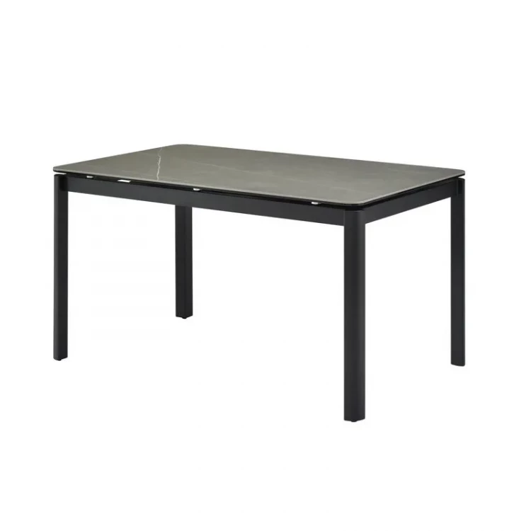 Обеденный стол отделка закаленное стекло с керамикой (C48), черный металл  MDI.DT.TOL.2