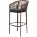 Барный стул "Марсель" из роупа, каркас стальной коричневый, роуп коричневый, подушка темно-серая