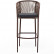Барный стул "Марсель" из роупа, каркас стальной коричневый, роуп коричневый, подушка темно-серая