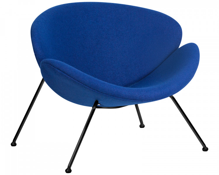 Кресло дизайнерское DOBRIN EMILY, синяя ткань AF6, черное основание