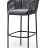 Барный стул &quot;Бордо&quot; из роупа, каркас стальной серый, роуп серый, подушка темно-серая