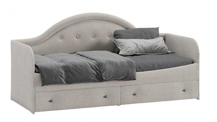 Кровать «Адель» с мягкой спинкой тип 1 Велюр Мокко светлый